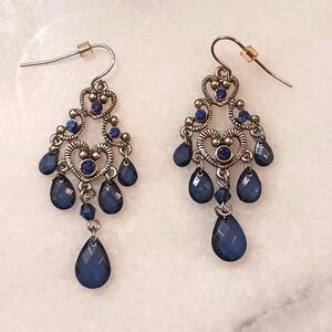 Blue Crystal Chandelier Earrings